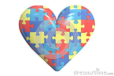 Autism concept with heart, 3D rendering Stock Photo