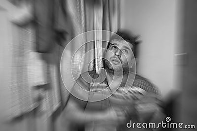 Autism and depression concepts young adult suffering from autism or depression psychological concept Stock Photo