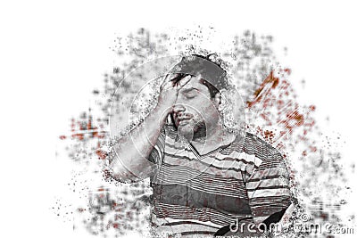 Autism and depression concepts young adult suffering from autism or depression psychological concept Stock Photo
