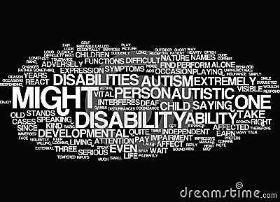 Autism A Difficult Developmental Disability Word Cloud Concept Stock Photo