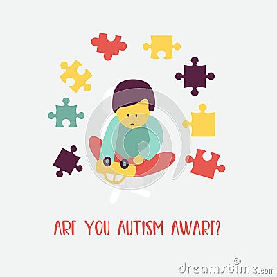 Autism. The emblem of the syndrome of autism in children. Children of rain. Vector illustration. Vector Illustration