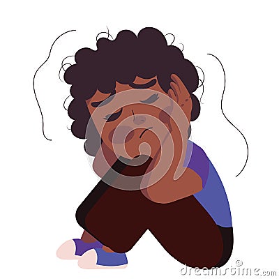 autism girl anxiety Vector Illustration