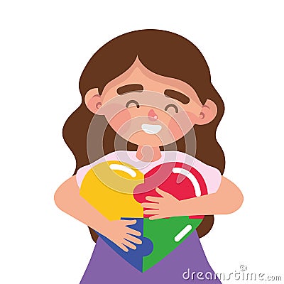 autism girl with heart Vector Illustration