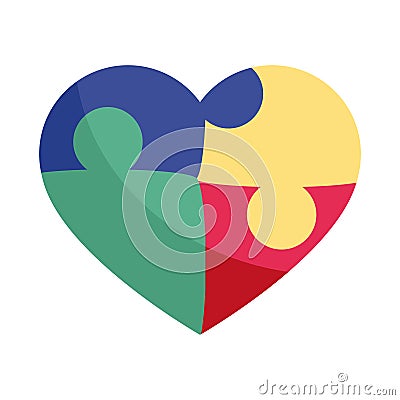 autism heart puzzles Cartoon Illustration