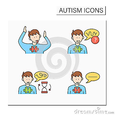 Autism spectrum disorder color icons set Vector Illustration