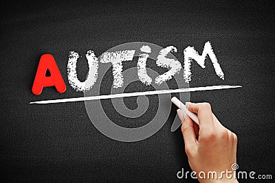 Autism text on blackboard Stock Photo