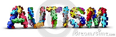 Autism Text Icon Cartoon Illustration