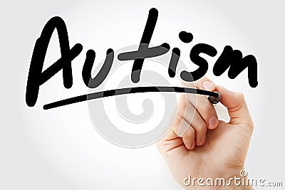 Autism text with marker Stock Photo