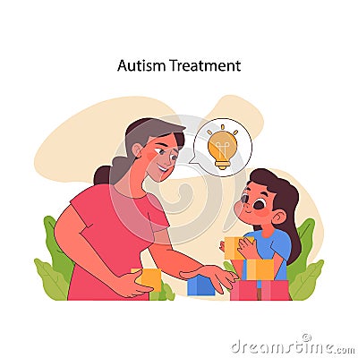 Autism Treatment. Flat vector illustration Vector Illustration