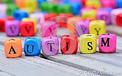 Autism word on table Stock Photo