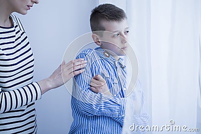 Autistic child with hypersensitivity Stock Photo