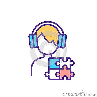 Autistic teenager RGB color icon Vector Illustration