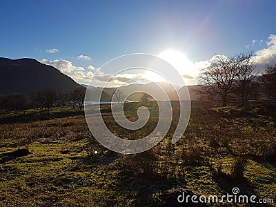 Autmn Sunset, Ullswater, Cumbria Stock Photo