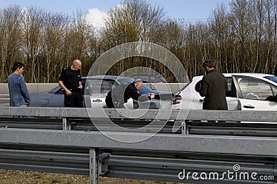 Auto accident on Germnay motorway Editorial Stock Photo