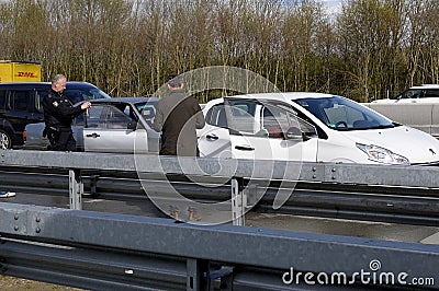 Auto accident on Germnay motorway Editorial Stock Photo