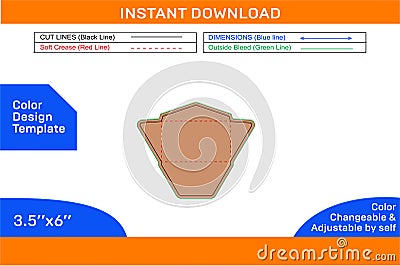 Regular Envelope die line template, 3D envelope and Editable easily resizeable Colour Design Template Stock Photo