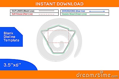 Regular Envelope die line template, 3D envelope and Editable easily resizeable Blank die line template Vector Illustration