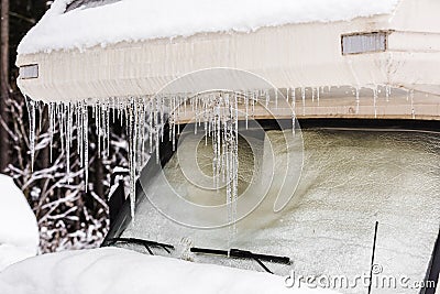 Auto camping winter Stock Photo