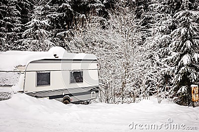 Auto camping winter Stock Photo