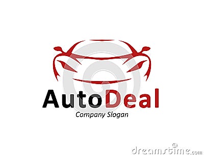 Auto car dealership logo design with concept sports vehicle silhouette Vector Illustration