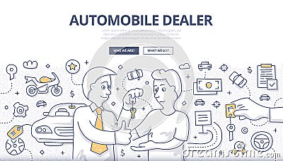 Auto Dealer Doodle Concept Vector Illustration