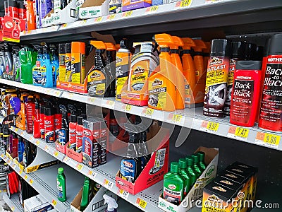 Auto detail cleaning products at store Editorial Stock Photo