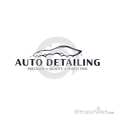 Auto Detailing. Car Wash logo. Cleaning Car, Washing and Service. Vector logo with auto. Vector Illustration
