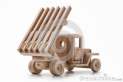 Auto fighting toy wooden toys are handmade. Stock Photo