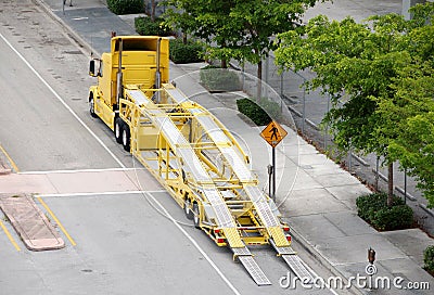 Auto hauler with trailer Stock Photo