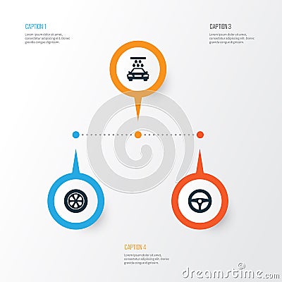 Auto Icons Set. Collection Of Drive Control Vector Illustration