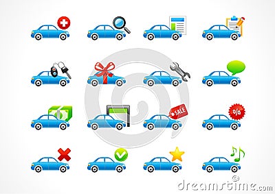 Set of interface vector icons for cars service business. Vector Illustration