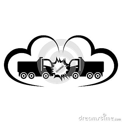 Auto insurance accident crashes two trucks on highway wreck Vector Illustration