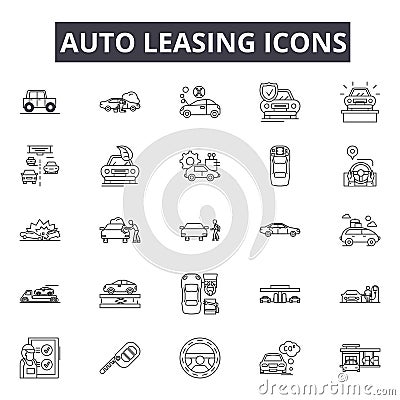 Auto leasing line icons, signs, vector set, outline illustration concept Vector Illustration