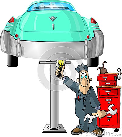 Auto Mechanic Cartoon Illustration
