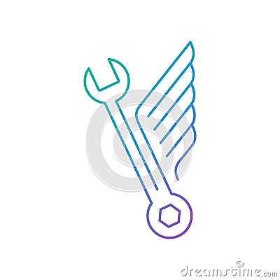 Auto mechanic car repair shop logo, icon with wings Vector Illustration