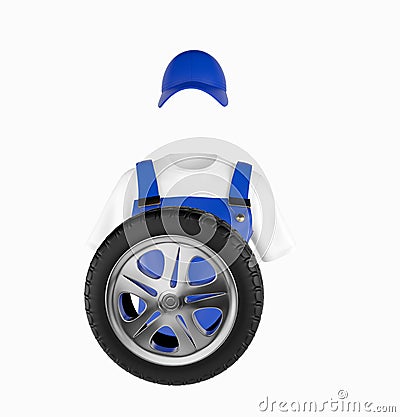 Auto Mechanic uniform and wheel. 3d render Stock Photo