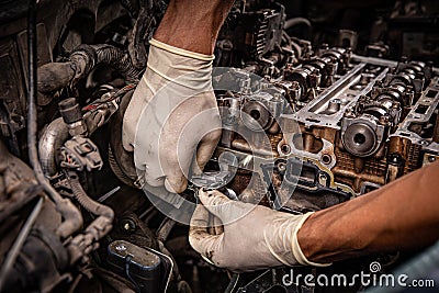 Auto mechanic working Stock Photo