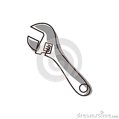 Auto Mechanic wrench. Adjustable spanner. Continuous One line Vector Illustration