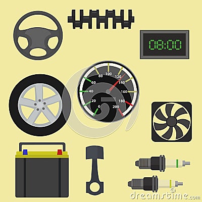 Auto parts maintenance icons Vector Illustration