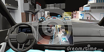 Auto Pilot car driverless object detection sensor digital speedometer autonomous car self-driving vehicle UGV Advanced driver Stock Photo