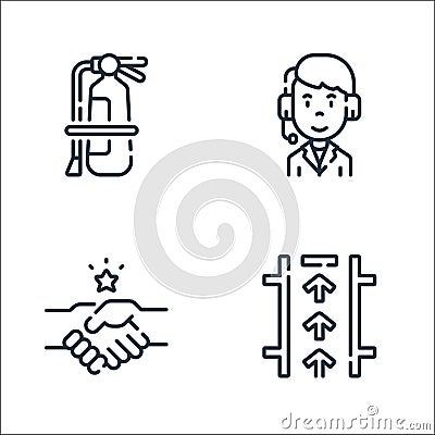 auto racing line icons. linear set. quality vector line set such as pit stop, shake hands, commentator Vector Illustration