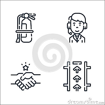 auto racing line icons. linear set. quality vector line set such as pit stop, shake hands, commentator Vector Illustration