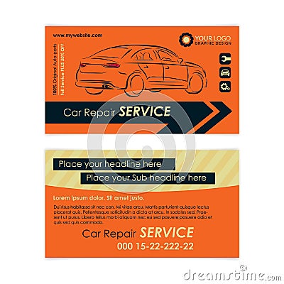 Auto repair business card template. Create your own business cards. Vector Illustration