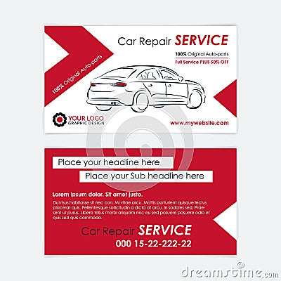 Auto repair business card template. Create your own business cards. Vector Illustration