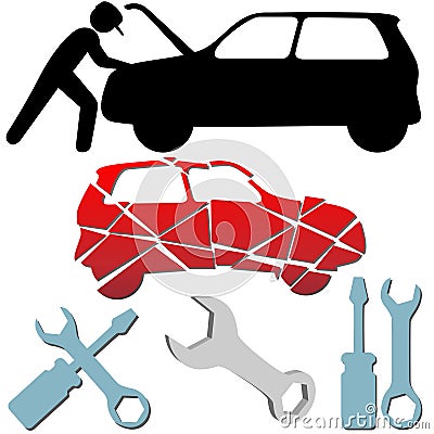 Auto Repair Maintenance Car Mechanic symbol set Vector Illustration