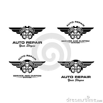 Auto repair service and custom garage Vector Illustration