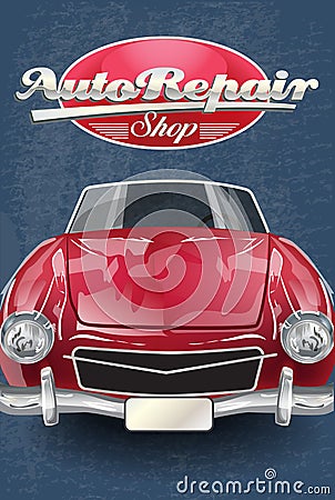 Auto repair shop retro poster Stock Photo