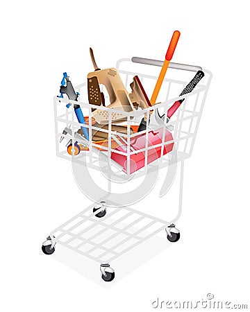 Auto Repair Tool Kits in Shopping Cart Vector Illustration