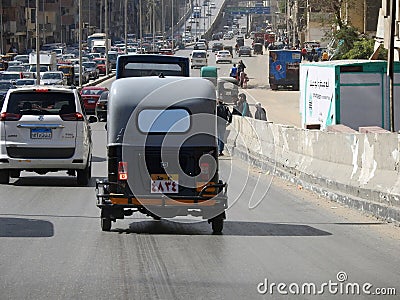 auto rickshaw, baby taxi, mototaxi, pigeon, jonnybee, bajaj, chand gari, lapa, tuk-tuk, tum-tum, Keke- Editorial Stock Photo