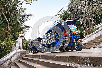 Auto rickshaw (tuk-tuk) in Luang Prabang (Laos) Stock Photo